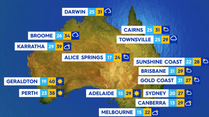 National weather forecast for Monday March 24