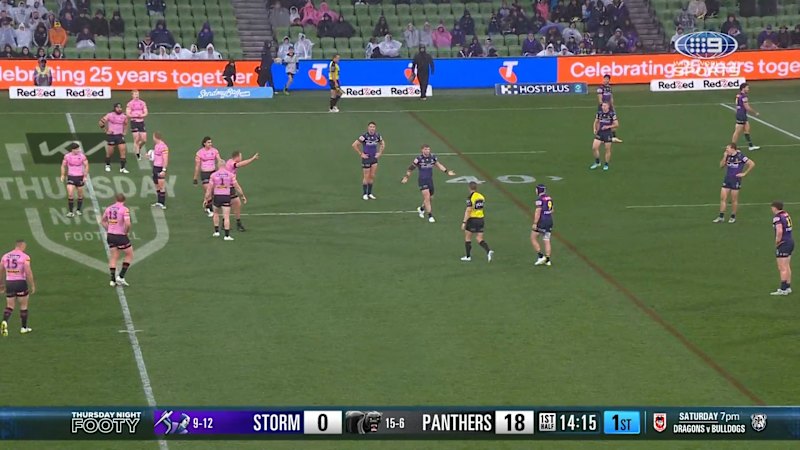 Oryn Keeley sin-binned for professional foul in Storm clash vs Panthers