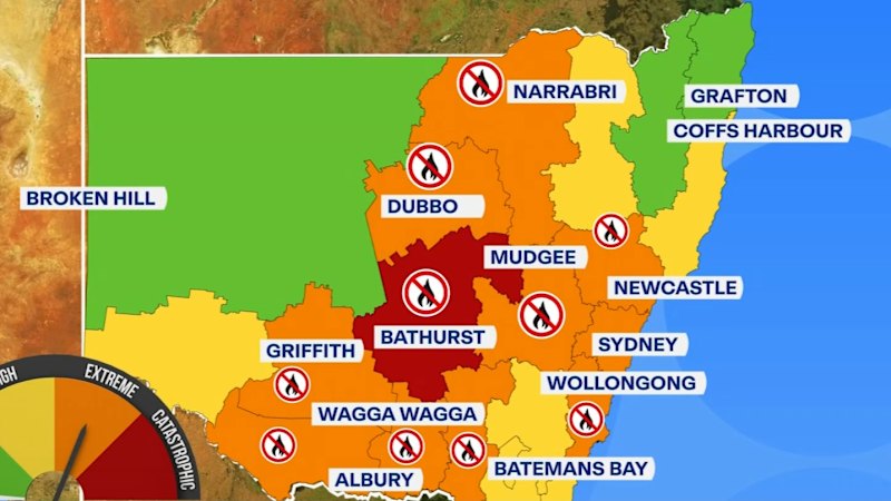 Extreme fire danger warning today for parts of NSW