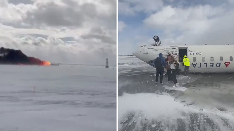 New video shows moment Delta Air Lines plane crashes and flips