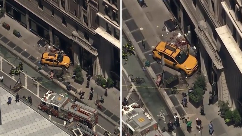 NYC taksi kaldırıma atladıktan sonra altı kişi hastaneye kaldırıldı