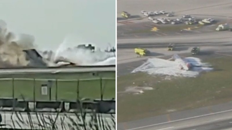 Miami Uluslararası Havalimanı'na zorunlu iniş yapan uçak alev aldı