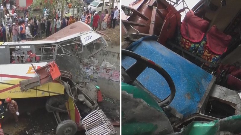 Bangladeş'in merkezindeki otobüs kazasında bir düzineden fazla kişi öldü