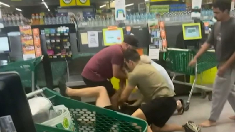 Shopper tackles man allegedly assaulting customers at Woolies
