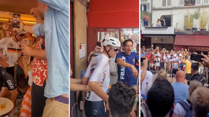 German cyclist stops race to enter famous café