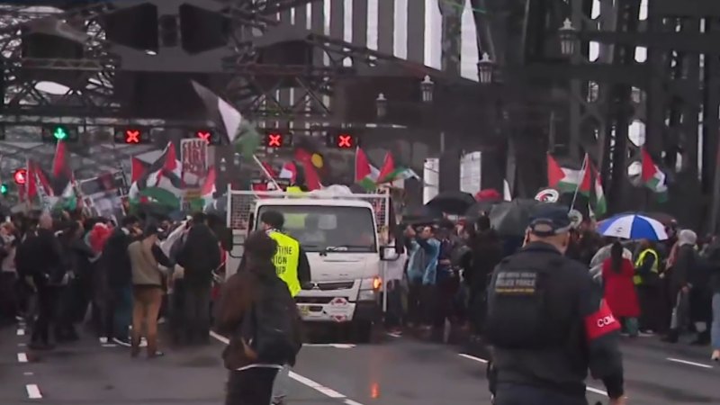 Pro-Palestinian protesters swarm Sydney Harbour Bridge