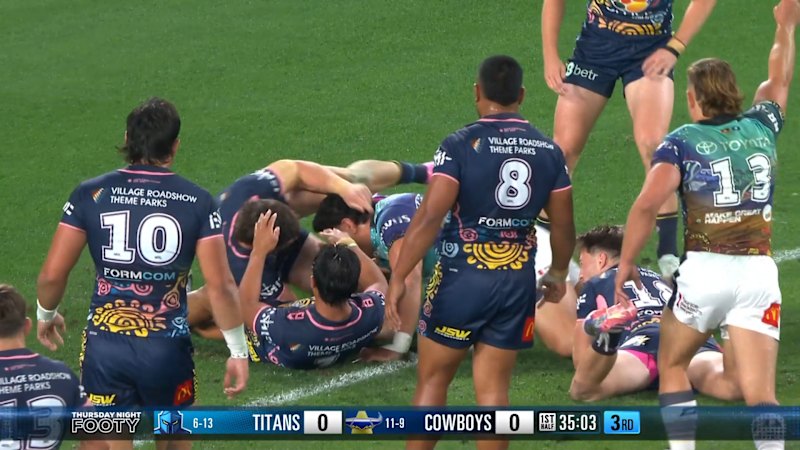 Jason Taumalolo scores try as Cowboys face Titans