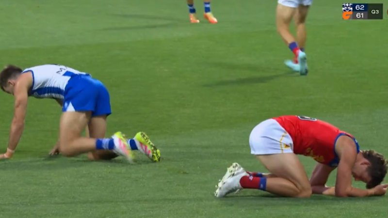 Ugly collision leaves both players bloodied
