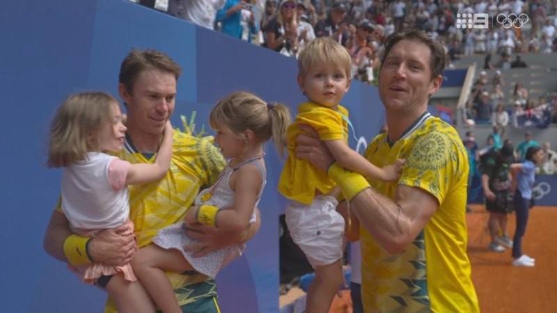Cute moment Aussie kids celebrated with gold medal-winning dads