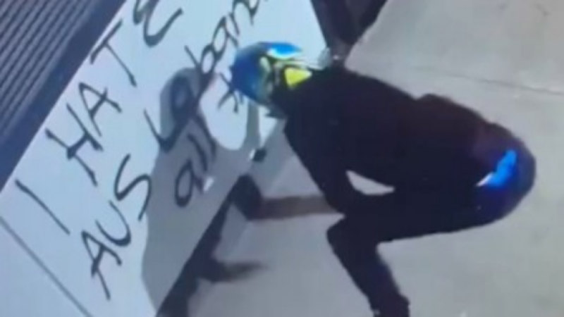 CCTV catches vandal scrawling on petrol station