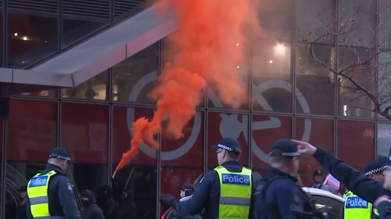 Several people arrested as protesters clash with police in Melbourne CBD