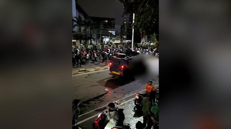 Police vehicle crushes man during Jakarta protests