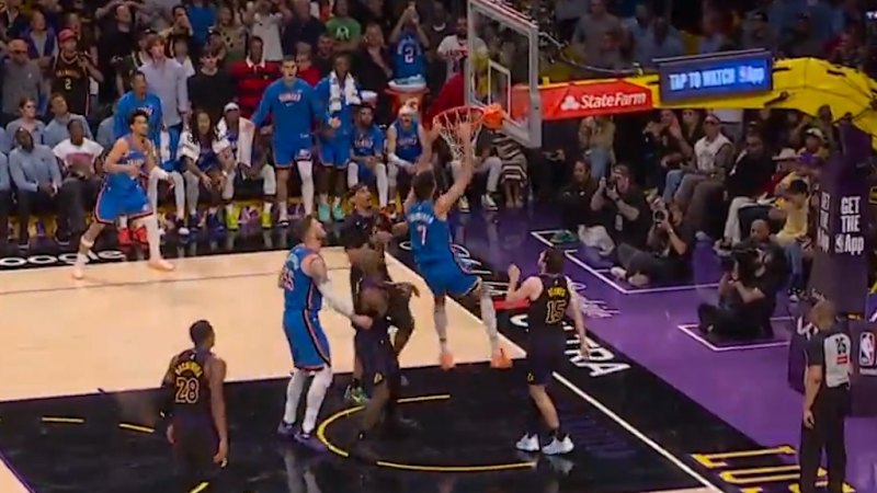 Holmgren gives Thunder late lead over Lakers