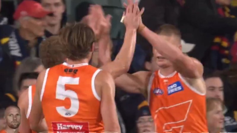 Jake Stringer scores a classy goal for GWS against Adelaide at Adelaide Oval