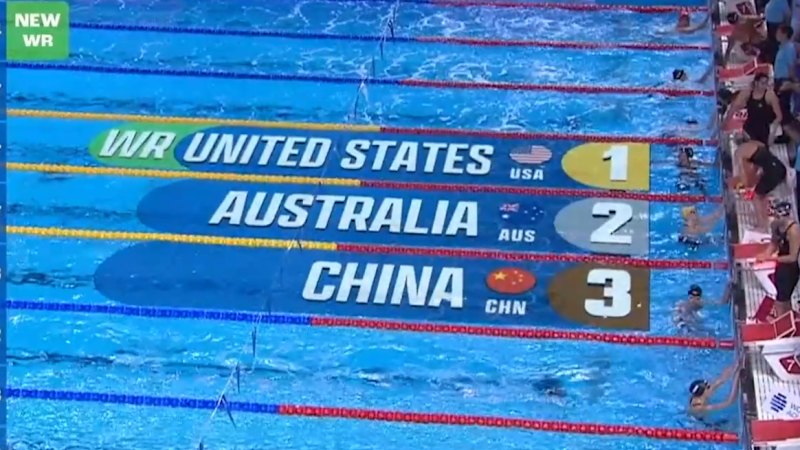 US relay team wins gold, breaks world record