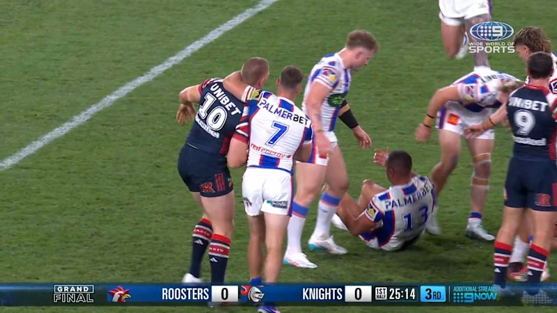 Mat Croker left battered after crunching hit by Lindsay Collins