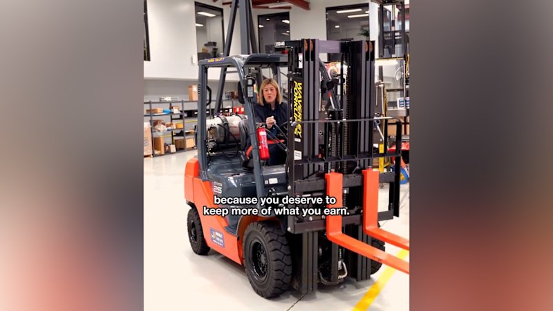 Jess Wilson raises eyebrows driving a forklift