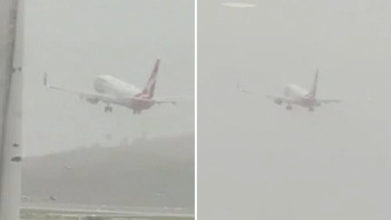 Qantas flight aborts landing as wild weather lashes Queensland