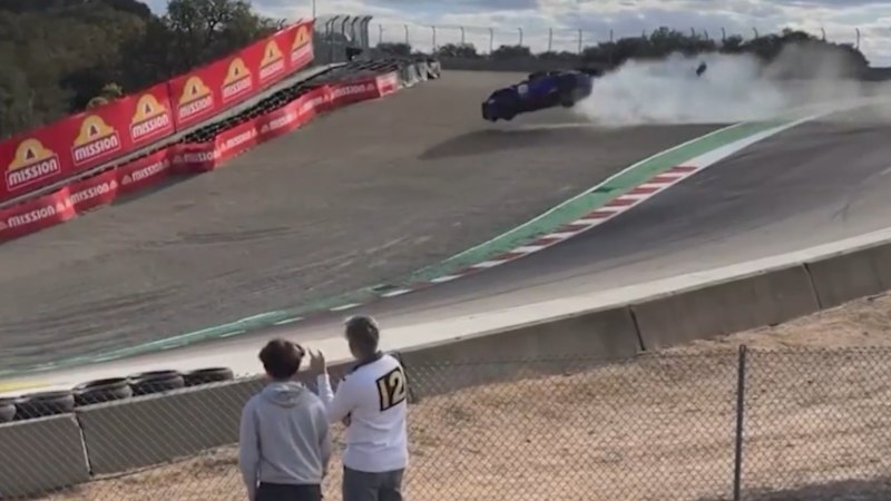 Porsche Carrera Cup driver survives after crash at Laguna Seca’s Corkscrew