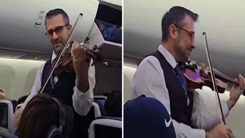 Flight attendant’s violin playing divides internet