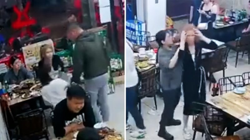 Çin'de bir restoranda kadınlara saldırı