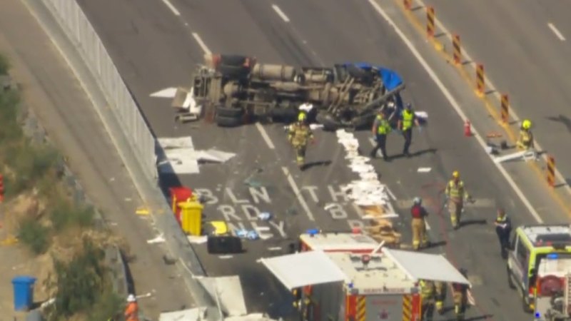 Driver killed in horror cement truck crash on Melbourne freeway