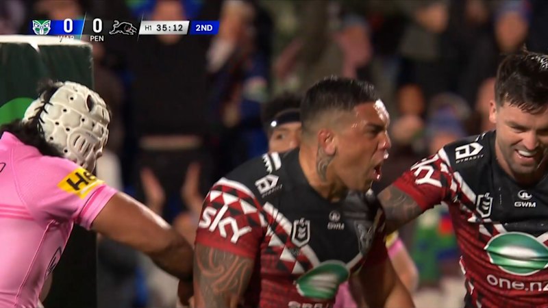 Crowd erupts as Warriors star crashes over