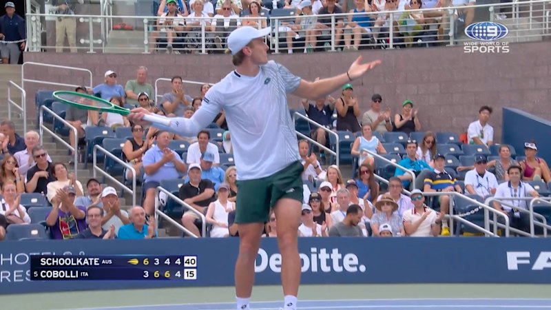 Tristan Schoolkate sparks crowd with superb half-volley win over Flavio Cobolli