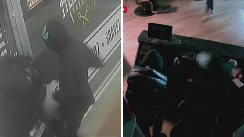 Footage captures alleged break-in at barbershop