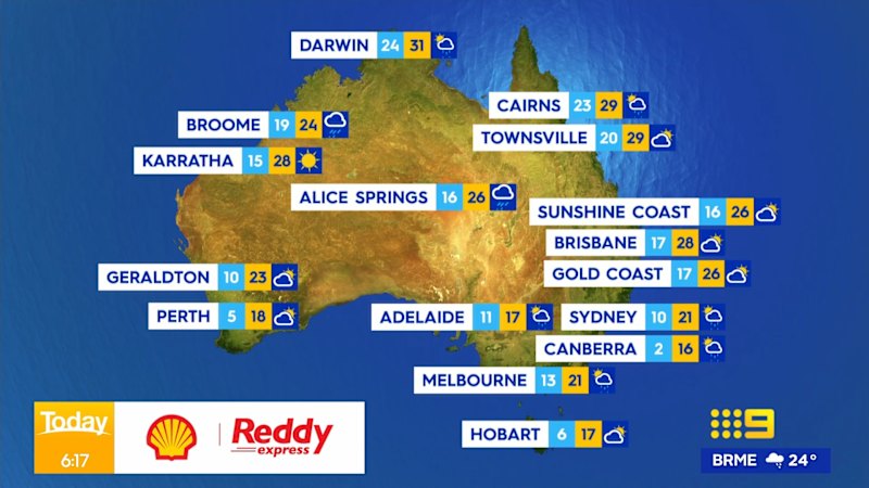 National weather forecast for Monday May 26