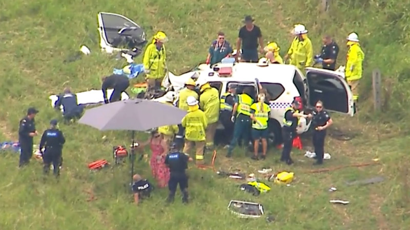 Crash involving police on Cunningham Highway