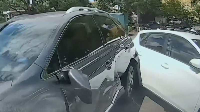 Footage shows 'drunk' driver hitting multiple cars before being arrested in toilet