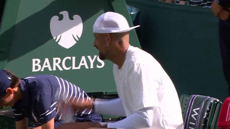 Nick Kyrgios confronts chair umpire after Wimbledon first-round loss