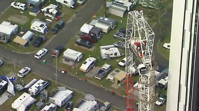 Holidaymakers still locked out of caravan park after crane snaps