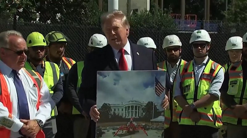 Trump unveils new helipad at White House