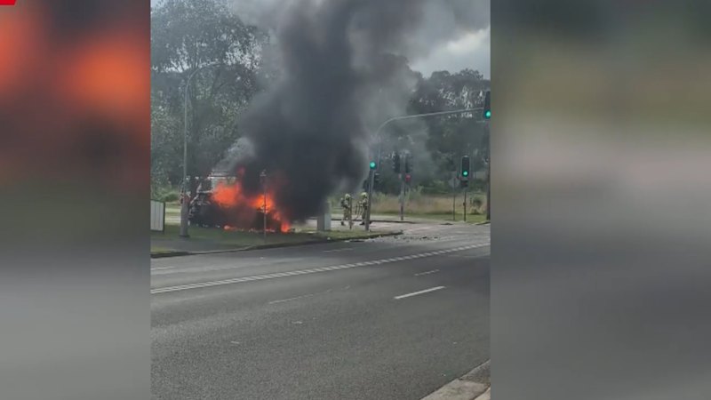 Two people on the run after police pursuit ends in crash in Sydney’s west