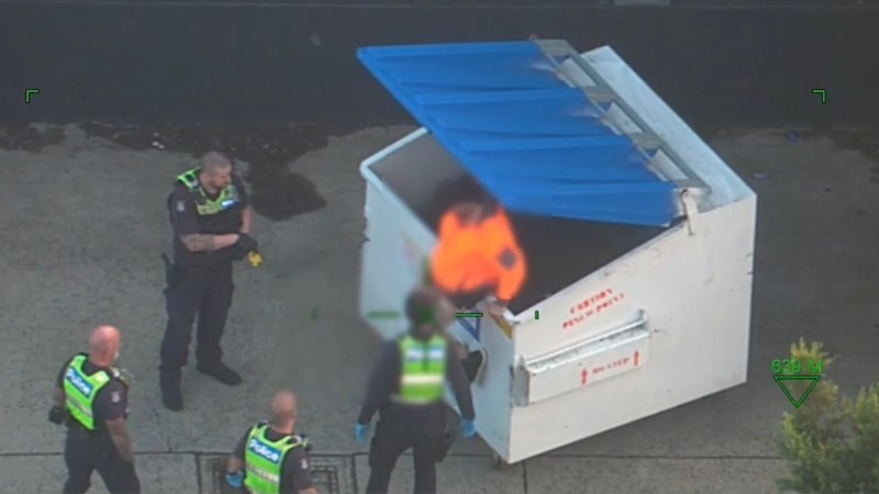 Police track man to shopping centre dumpster after car chase