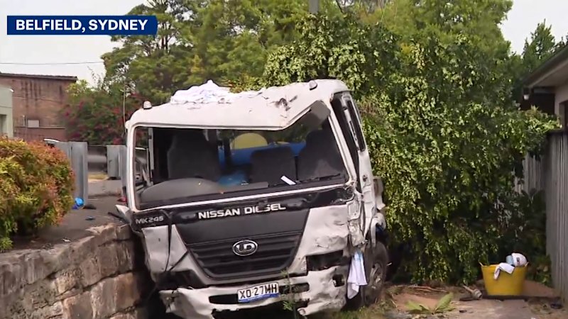 Truck remains stuck on footpath day after rampage