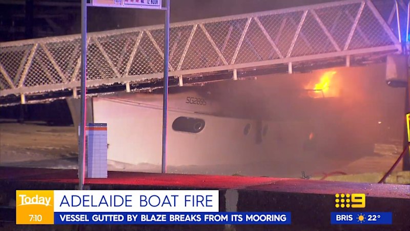 Flames gut 10-metre boat at a north Adelaide marina