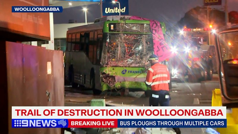Brisbane bus crash leaves trail of destruction