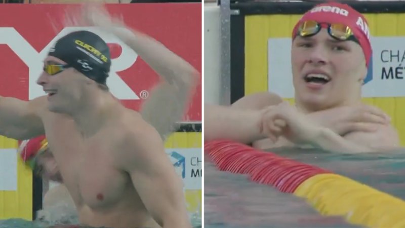 French swimmer’s celebration goes wrong
