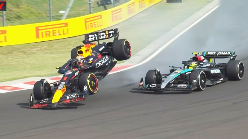 Verstappen collides with Hamilton