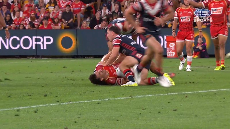 Victor Radley escapes sin-bin after hip-drop tackle on Herbie Farnworth