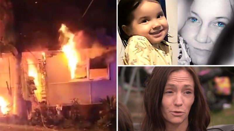 Neighbour recalls jumping from house fire that killed mother and child