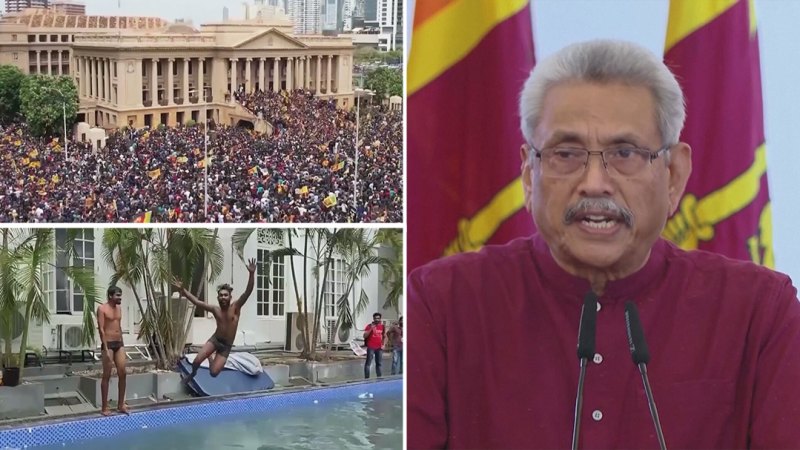 Sri Lanka Devlet Başkanı'nın istifa etmesi, protestocuların sokaklara dökülmesine neden oldu.