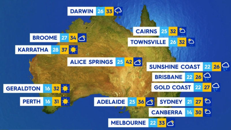 National weather forecast for Monday March 10