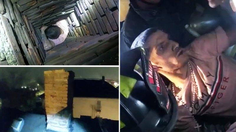 Man gets stuck in chimney running from police in the US