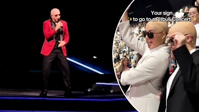 Pitbull thanks fans for wearing bald caps to his concerts