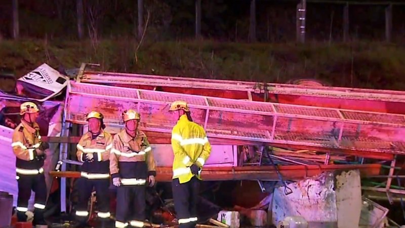 Truck rollover on South Australian freeway