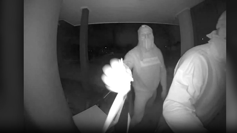 Chilling footage of men who broke into Molendinar home and shot resident